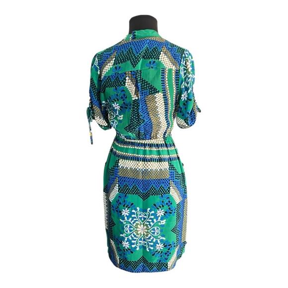 Anthro Moulinette Soeurs Rainforst Morning Silk Mixed Print Dress 4 Boho Femme - Picture 5 of 8